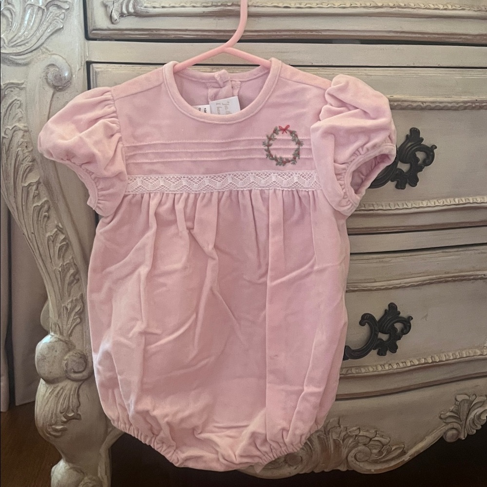Pink Baby Bodysuit with Embroidered Detail